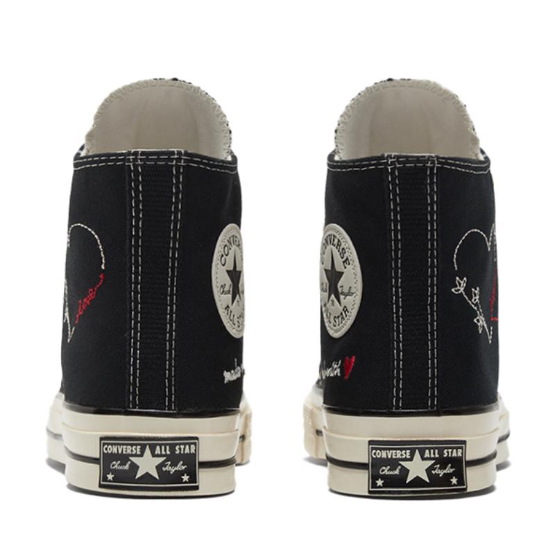 Converse Chuck 70 Chuck Taylor All Star Hi Heart Letter Print Vintage High-Top Canvas Shoes Unisex Black