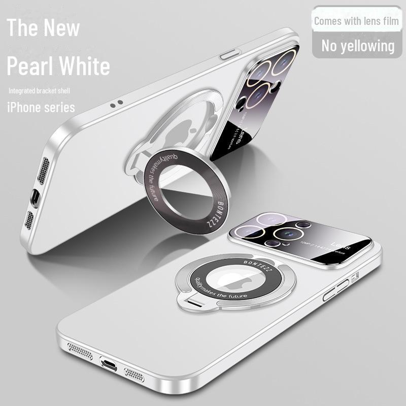 "iPhone 16 Pro Max Frosted Case with Magnetic Metal Bracket for Apple 15"