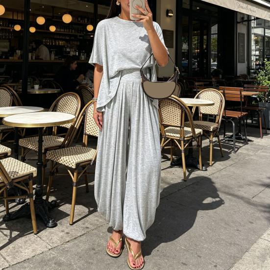 Two Piece Sets for Women Short Sleeve Crew Neck Top And Pants Tracksuit Lounge Set Casual Summer Vacation Outfits