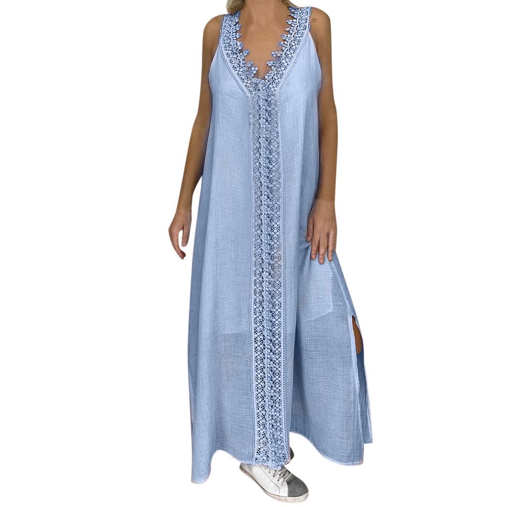 Women's Plus Size Sleeveless Lace Patchwork Spring Dress