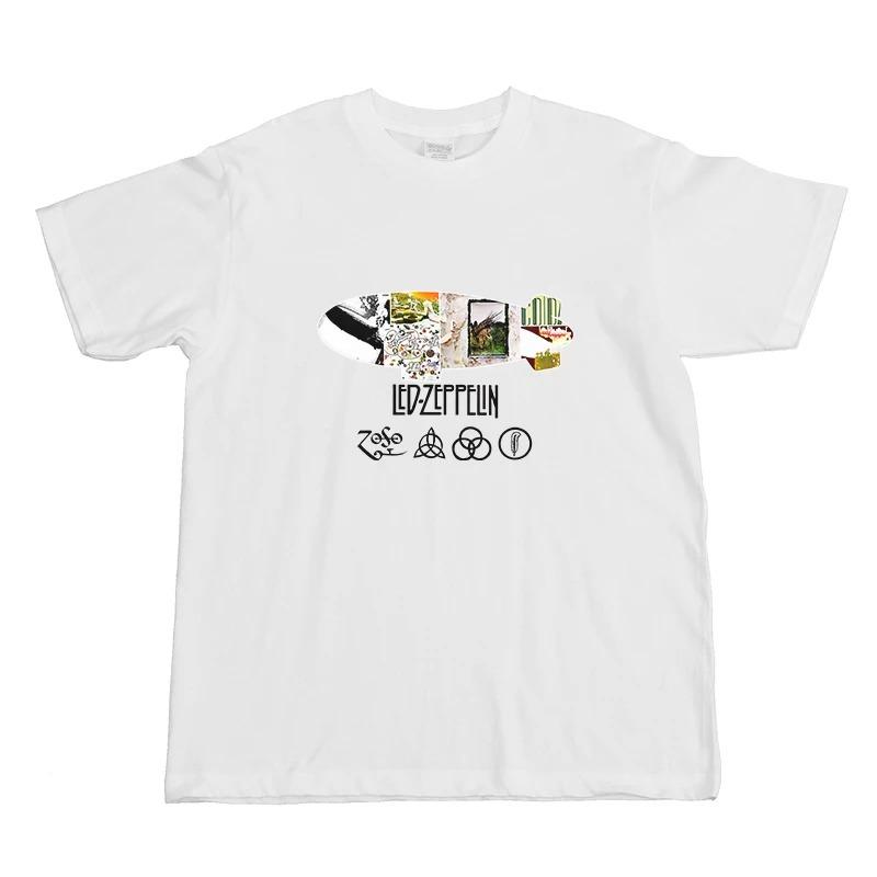 

Led Zeppelin Collage Blimp Logo With Four Symbols Vintage 70s Classic Rock Band Oversized Music Fan Graphic T-Shirt XXXL