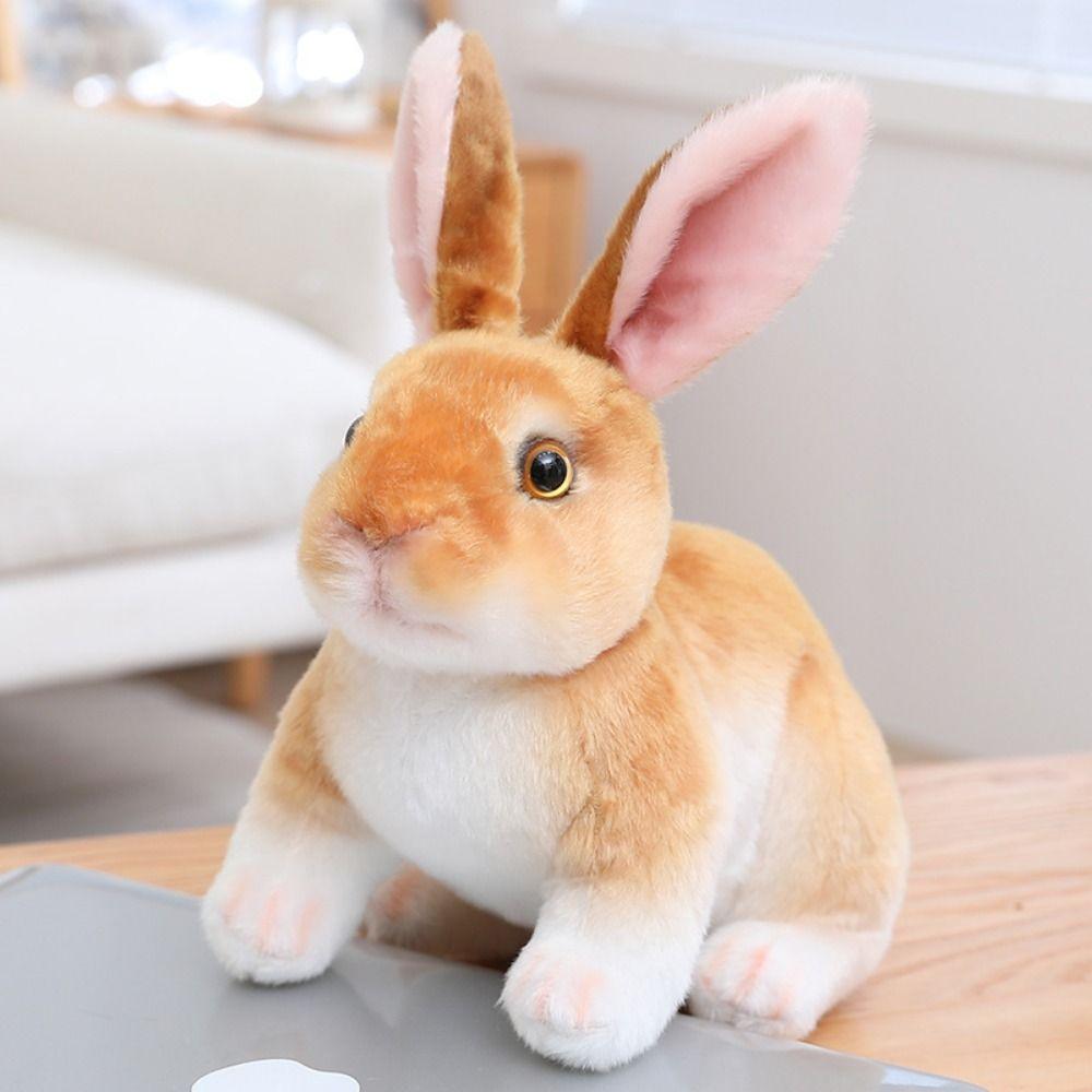 Soft Skin-friendly Simulation Animal Doll Long Ears Realistic Rabbit Plush  Birthday Gift