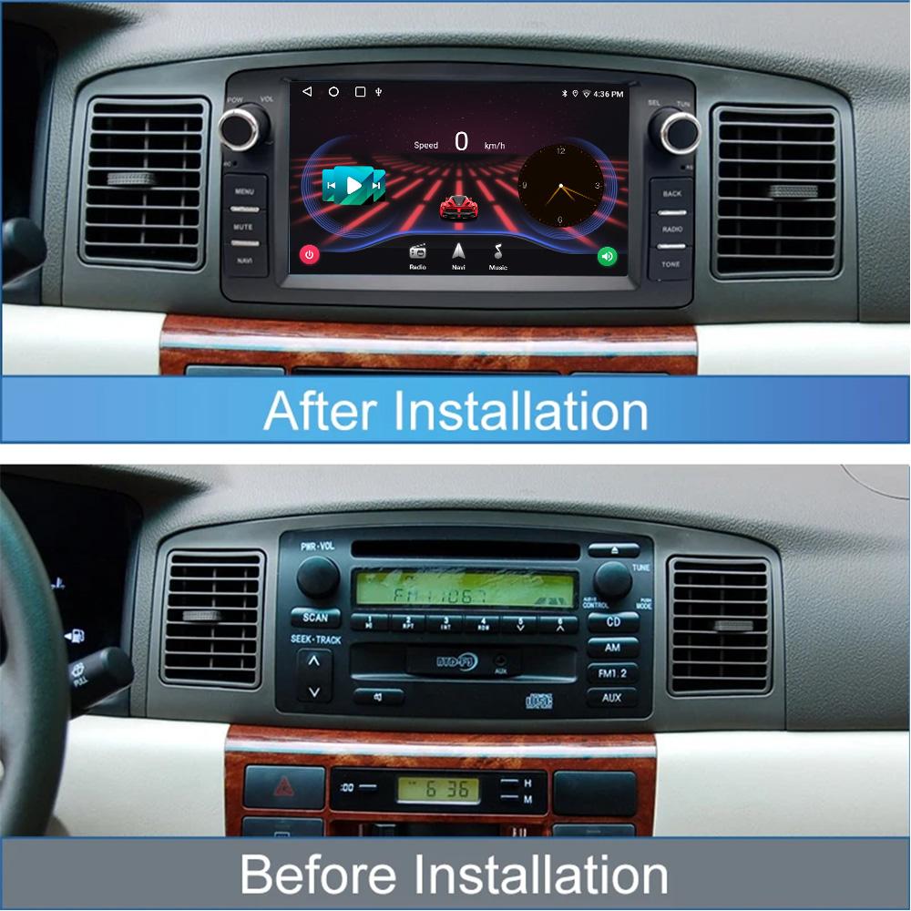 2din Android 12 Wireless CarPlay Android auto Ραδιόφωνο αυτοκινήτου Πολυμέσα GPS για Toyota Corolla E120 2003-2006 BYD F3 Stereo