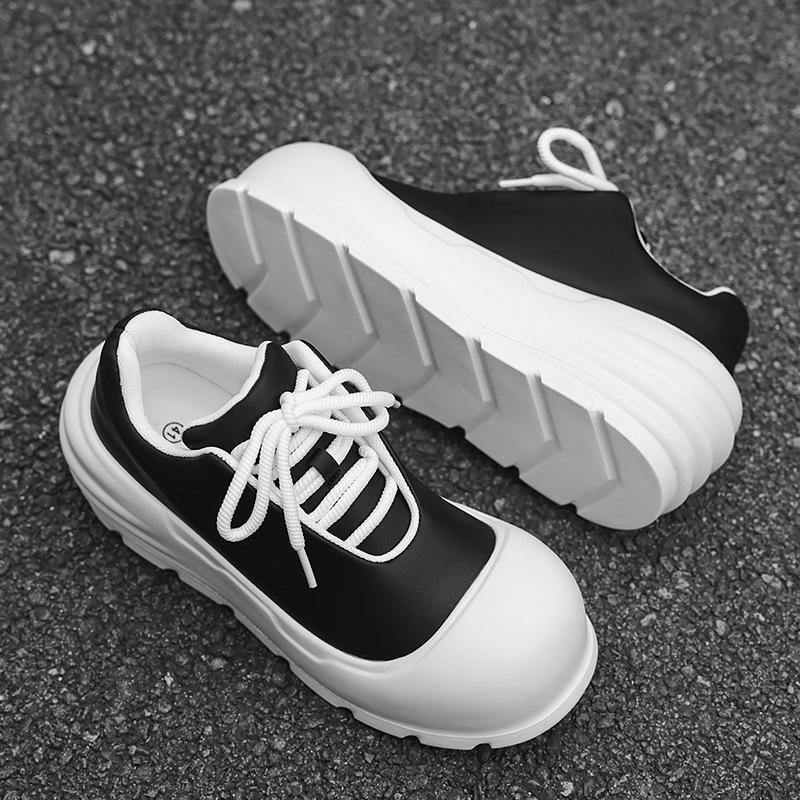 Big head niche bread shoes American thick sole heightening casual trendy shoes black design board shoes U