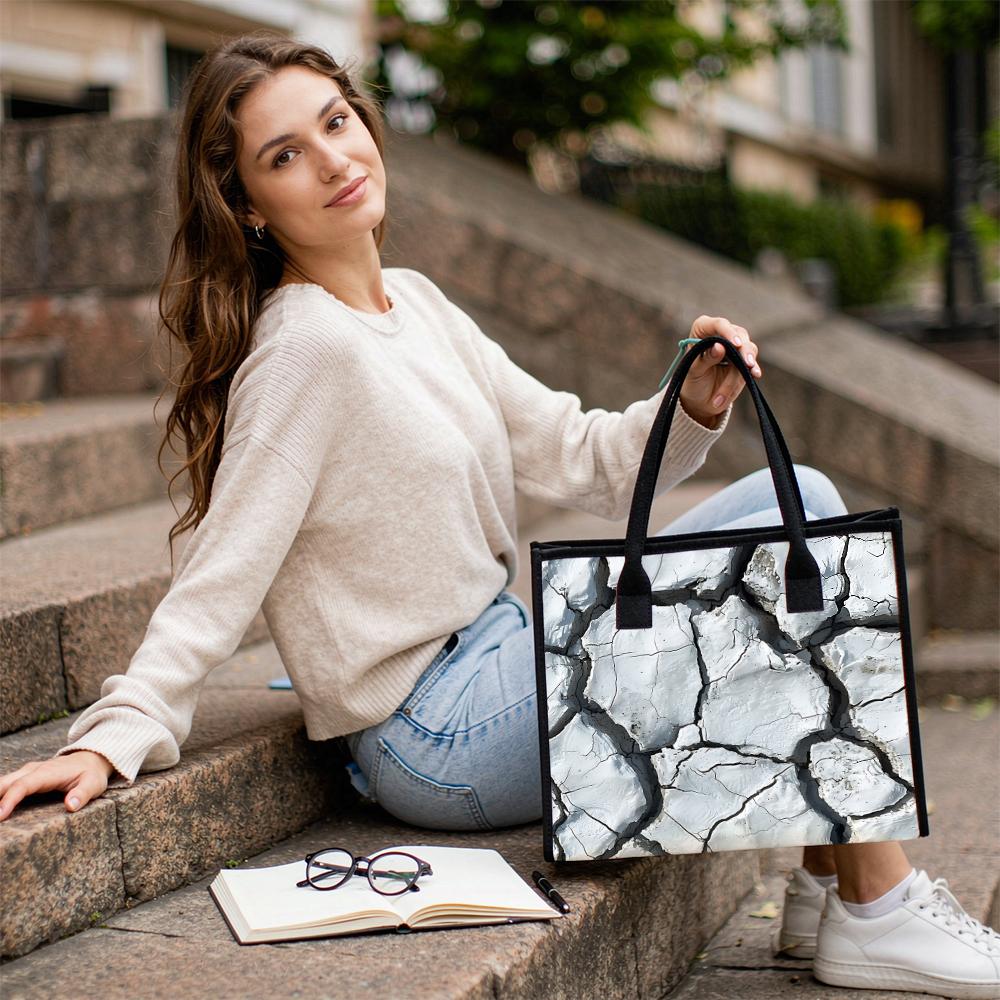 Cracked Pattern Tote Bag Fashion Casual Large Capacity Daily Shoulder Handbag