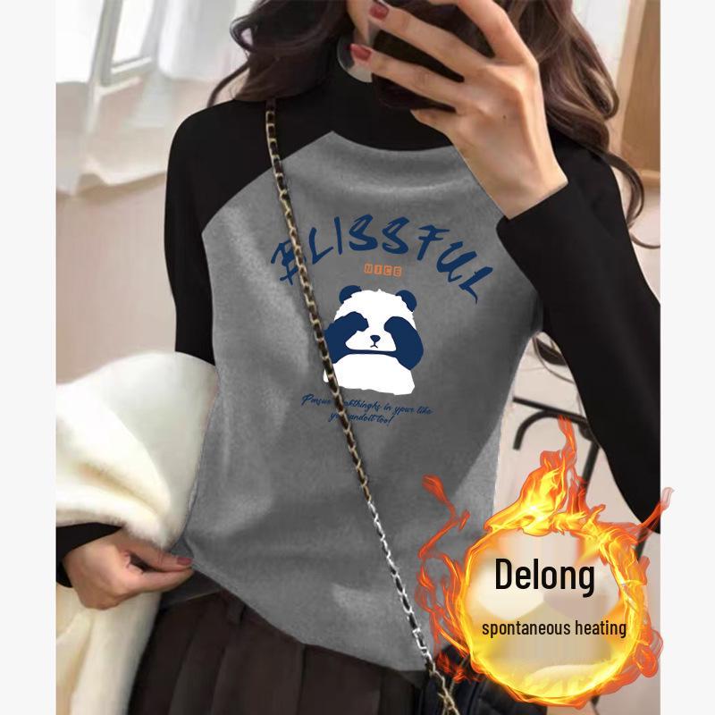 

Women s Slimming Velvet Raglan Long Sleeve Half High Neck T-Shirt S (up to 90 jin)