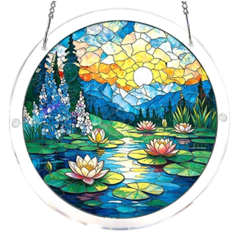 Puzzle Sun Catcher Stained Glass Window Hangings Acrylic Suncatchers Decors for Home Garden Ornament Housewarmings Gift