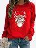 Autumn and Winter Women's Christmas Theme Printing Sweater Round Neck Long Sleeve Casual Sweatshirt Plus Size Top