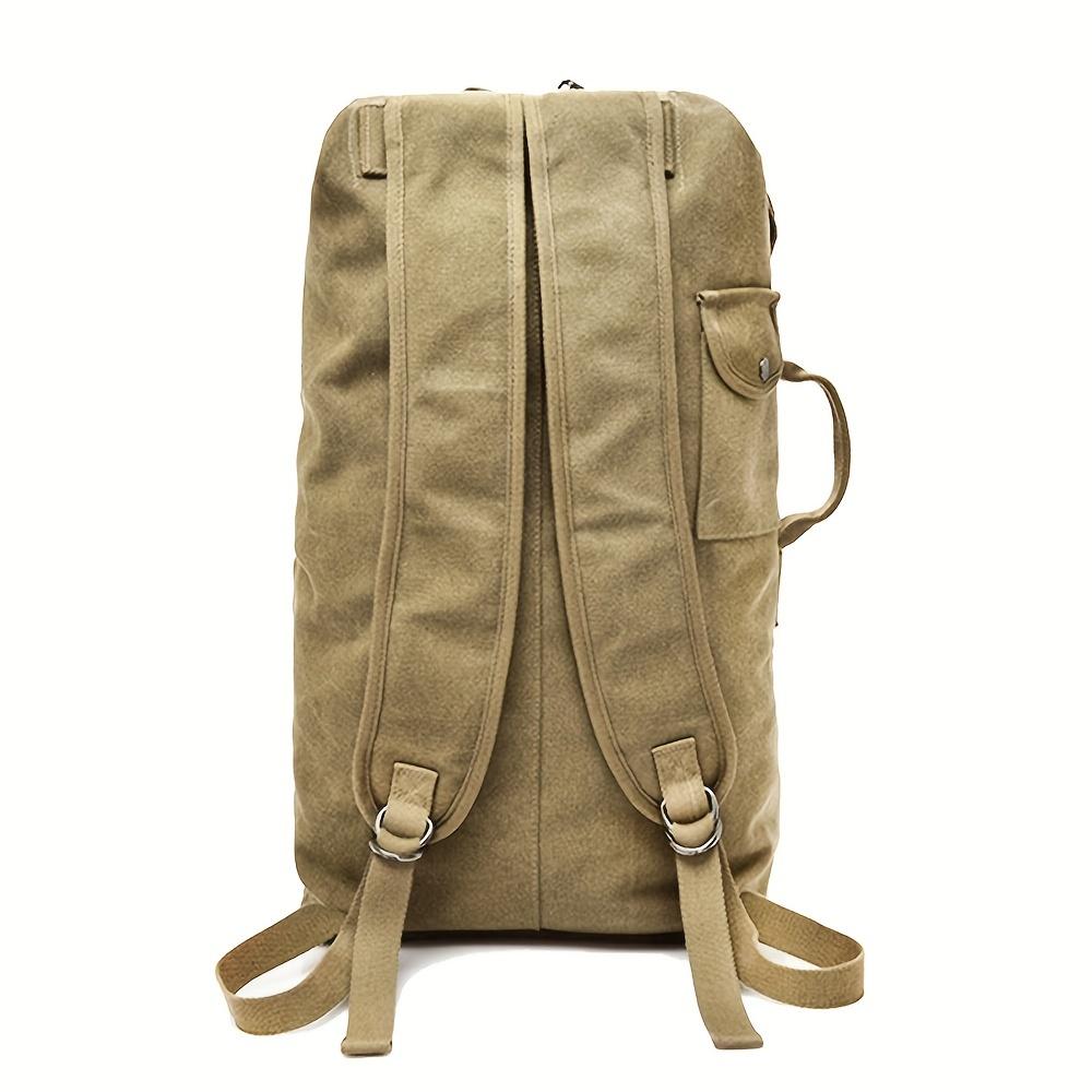 Large Capacity Khaki Canvas Backpack Men's Adjustable Travel Mountaineering Backpack Men's Backpack