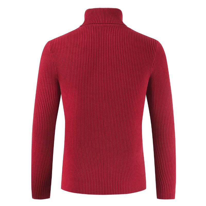 Autumn and Winter Men's High Neck Sweater Korean Version Slim Fit Youth Solid Color Pullover Bottom Knitted Jersey