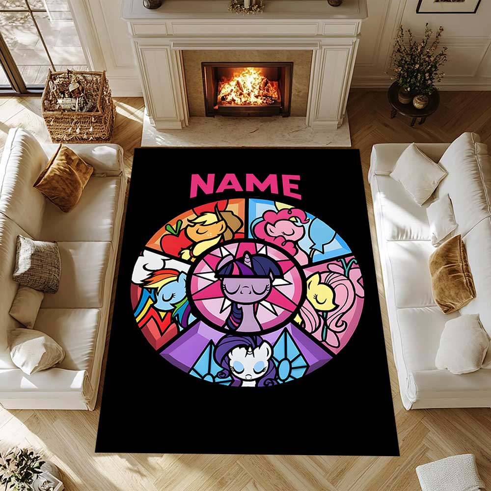 Little Pony (8) Customize your name rug, office chair cushion, home bedroom living room gift.