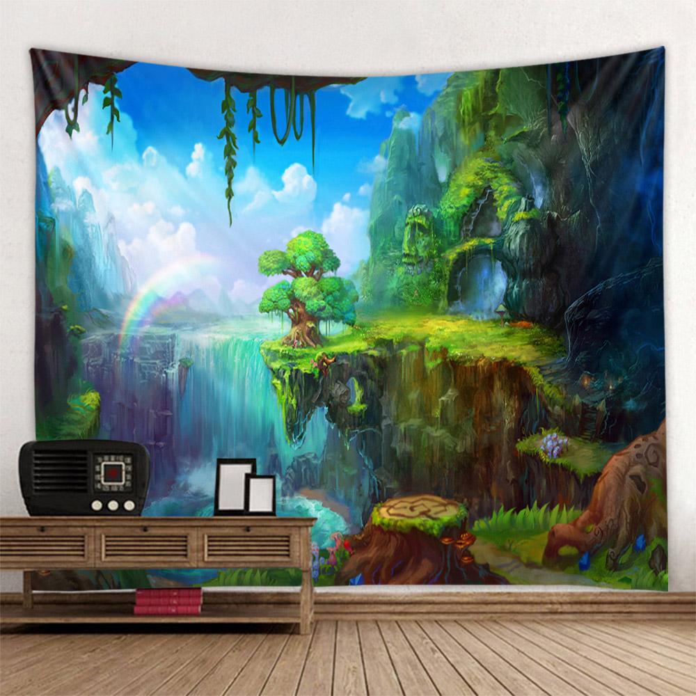 Beautiful garden landscape, tapestry, home art decoration wall mounted fairy tale posters fantasy sea view room background cloth