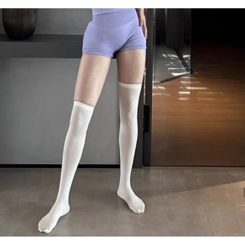 

Summer Thin Versatile Japan fashion Candy Color Calf Socks Sports Fitness Yoga Putila with over-the-Knee Stockings Women White