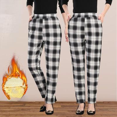 Pantalones holgados informales de talla grande para mujer, pantalones a cuadros 4XL, Pantalones rectos de moda