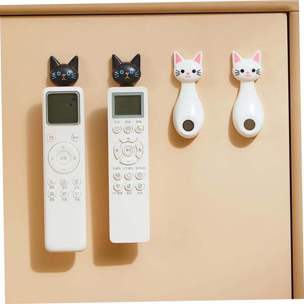 Practical Cute Cat Magnetic Hook Strong Adhesive No Drill Remote Control Router Organizer Wall Mounted Seamless Storage Hanger