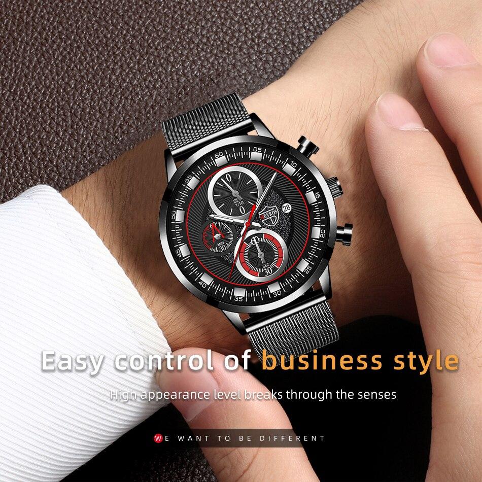 Cheap Men's Watches Luxury Man Sports Stainless Steel Mesh Belt Quartz