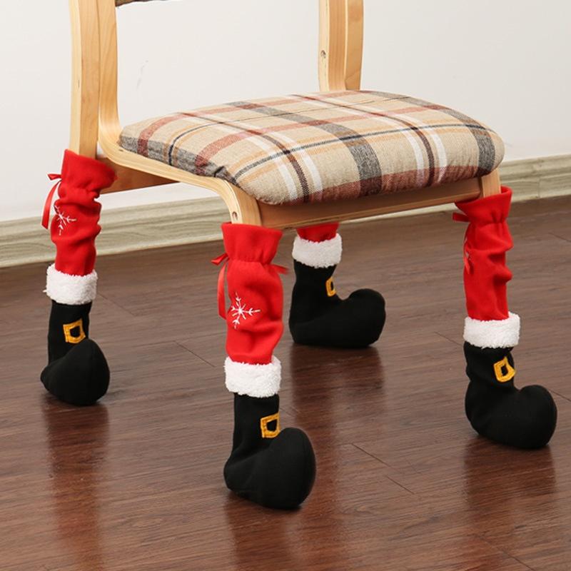 4Pcs Christmas Furniture Chair Leg Cover Floor Protectors Xmas Feet Sleeve Decor Santa Table Leg Chair Foot Covers 2025