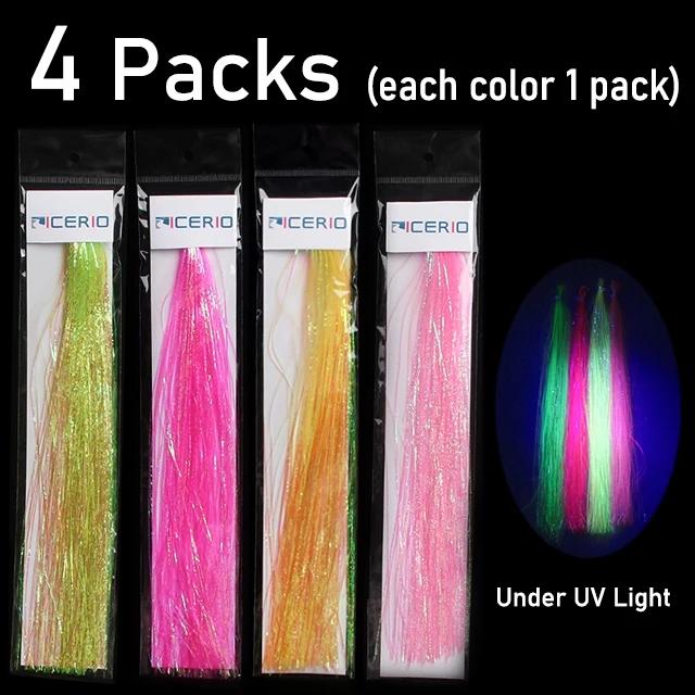 

4 упаковки жемчужная мишура, майларовая мишура Flashabou, мишура нимфы, стример для морской рыбалки, материал для вязания мух, аксессуары для рыбалки