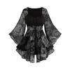 Fashion Plus Size Women's Rose Print Drawstring Irregular  Sleeves Mid-length Tops For Women