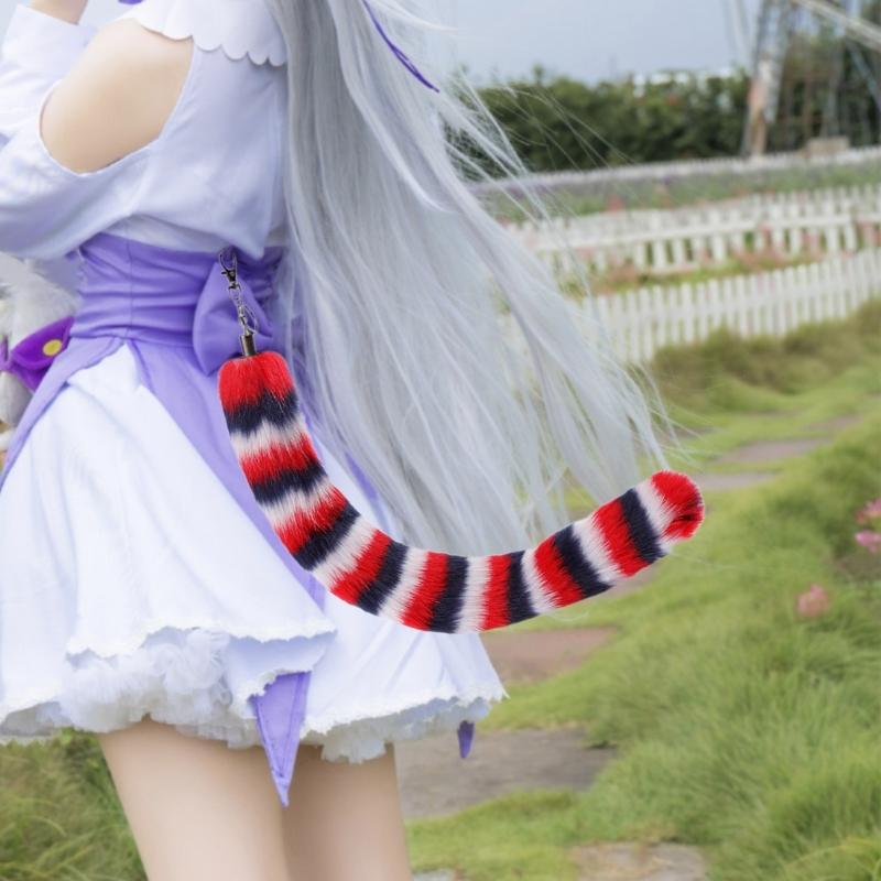 Long Animal Tail Keychain Plush Tail Charm Key Holder Keyring Pendant Decorations Purse Bag Charm for Handbag Backpacks