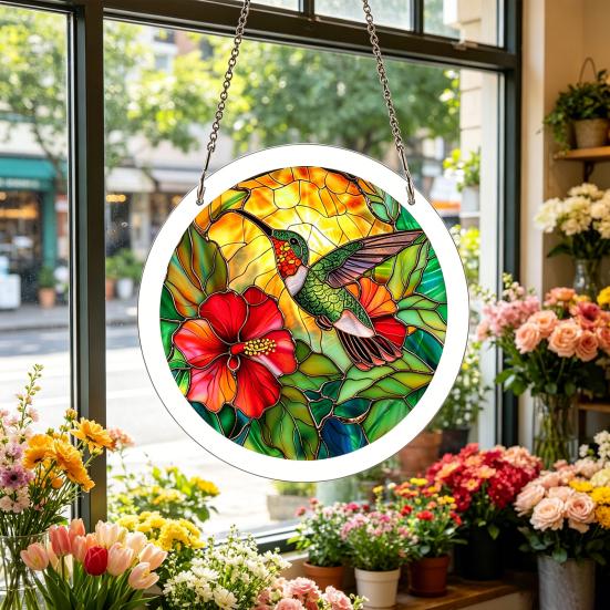 Acrylic Jigsaw Puzzle Suncatcher 83 Pcs DIY Puzzles Craft Kit for Adults Colorful Window Hanging Ornament for Women Men Home Garden Decor