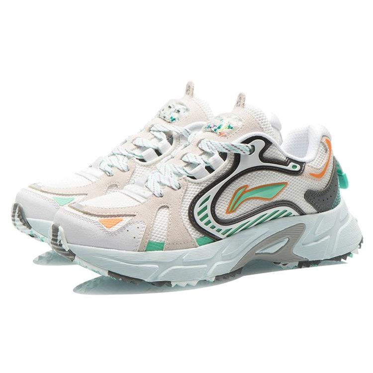 Li Ning Running Shoes Women's Low Top Standard White/Dark Gray Green ARLR012-1