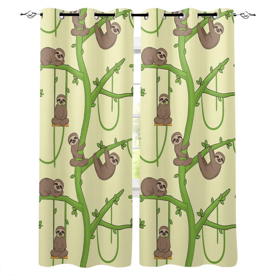 

Акварельные ботанические цветы и енот Домашний декор Оконные шторы Шторы для спальни Кухонная штора Панель штор Шторы для гостиной 135W x 60H(cm)