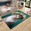 Mehrere Größen Katze mit Blumenkranz Teppich für Wohnzimmer Schlafzimmer Sofa Heimdekor Rus Rutschfeste Bodenmatte Luxuriöses Geschenk