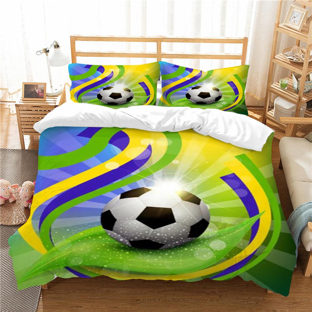Football Pattern Bed Set Luxury Duvet Cover Set Fashion Home Textiles Lovely Quilt Cover Boy Girl Single Size Bedding Suit