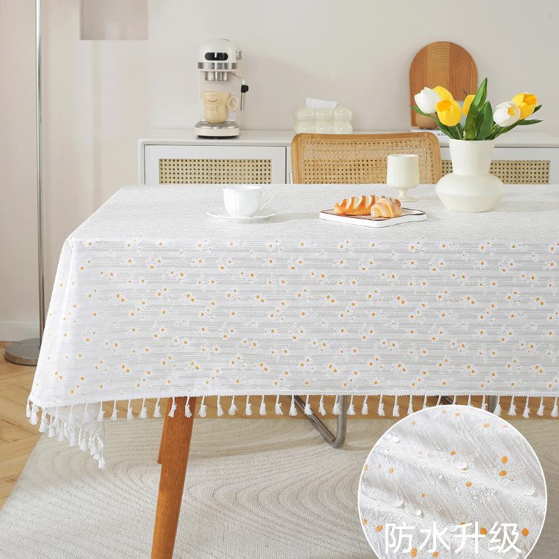 Pastoral Small Fresh Lilac Embroidered Tablecloth Geometric Rectangular Cover Towel Coffee Table Table Cloth Cover Cloth