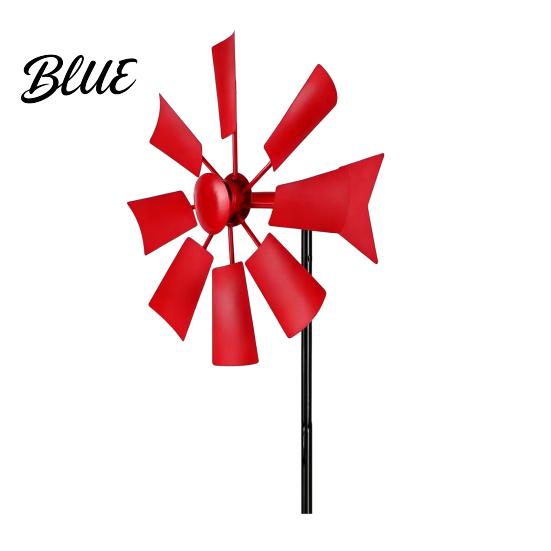 Distressed Windmill Ground Stake Outdoor Rust-Proof Wind Spinner Ornament Fan Blades Metal Garden Decoration for Yard Lawn Patio Weather-resistant