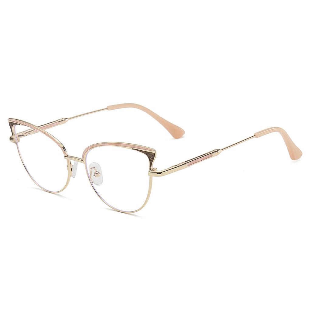Blue Light Glasses Women Oversized Eyeglasses Fashion Clear Computer Glasses Semi-Rimless Eyewear Optical Spectacle Pink