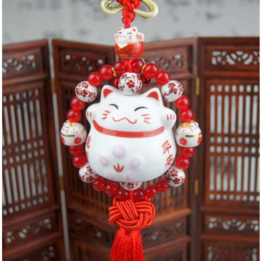 Pendant Ceramic Cat Ornament Lucky Cat Car Pendants Lucky Cat Car Interior Cat Hanging Pendant