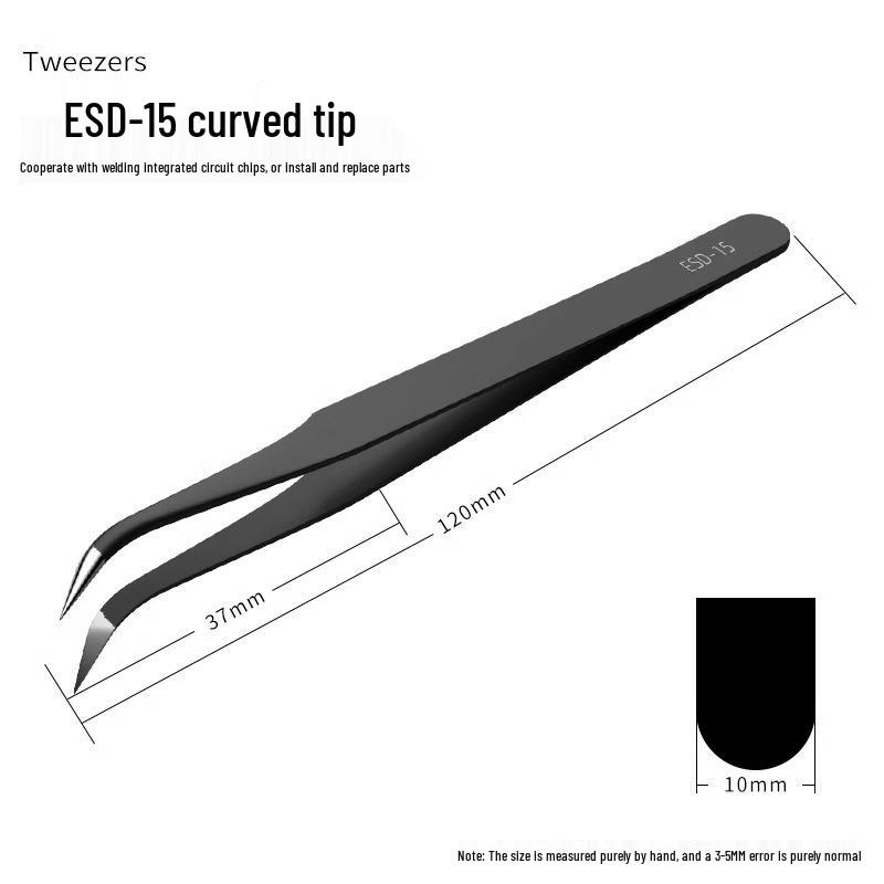 Extra Long 304 Stainless Steel Bent Tip Tweezers - Anti-Static Gardening & Planting Tool