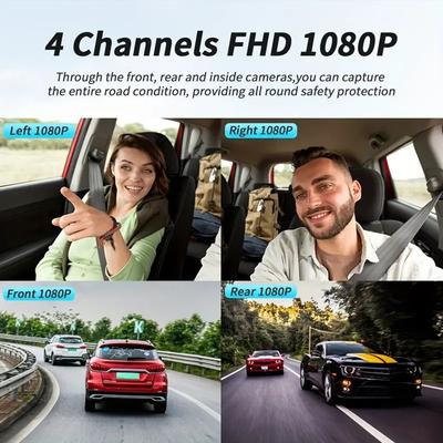 Dashcam 4 Channel Voice Recording Video Recorder Black Box 1080P Night Vision Dash Cam Automobile Auto Parts Add Hardwire Kit