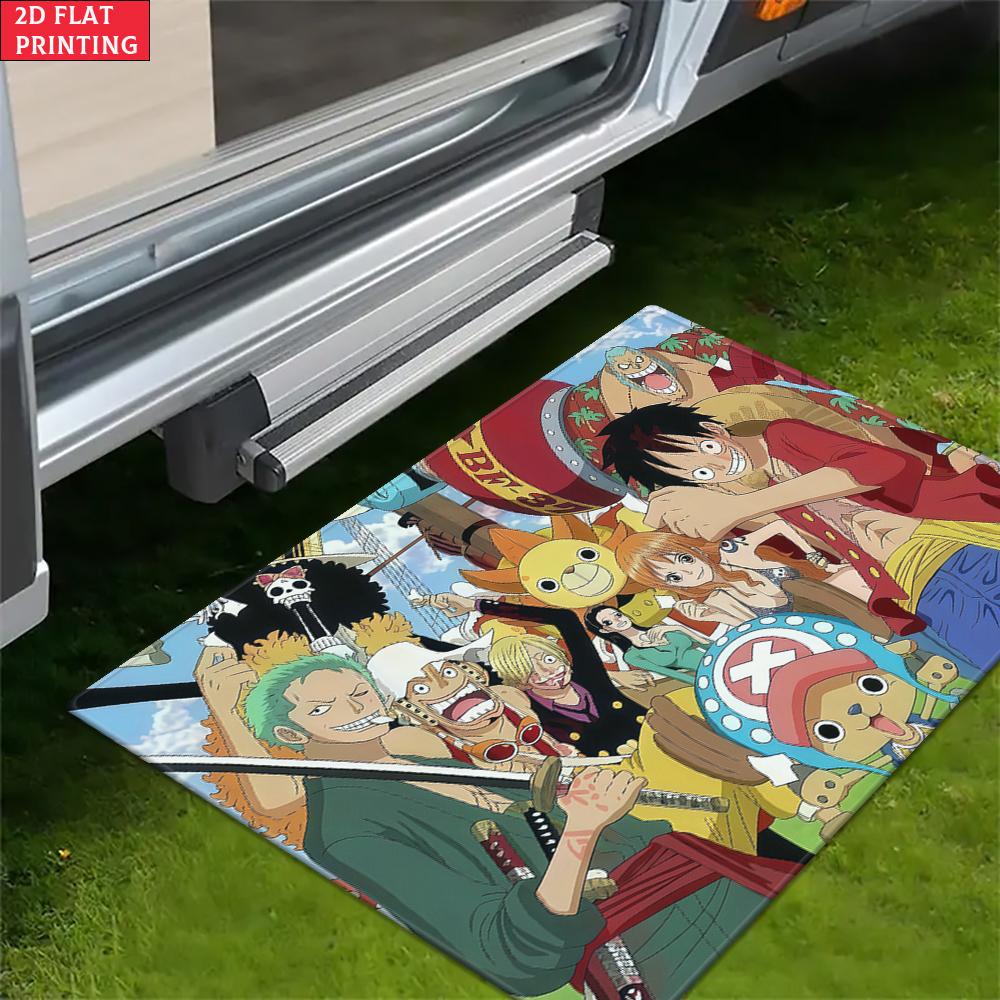 Anime Straw Hat Crew Doormat, Cartoon Pirate Non-slip Floor Mat, Decorative Entrance Rug for Home Living Room Bedroom Game Room