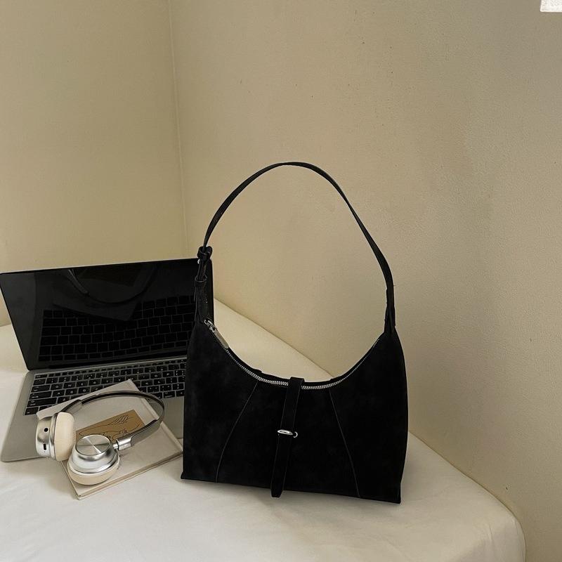 

Ретро Повседневная Замшевая Сумка-подмышка большой вместимости, Модная сумка на одно плечо для поездок на работу, Сумка-полумесяц чёрный