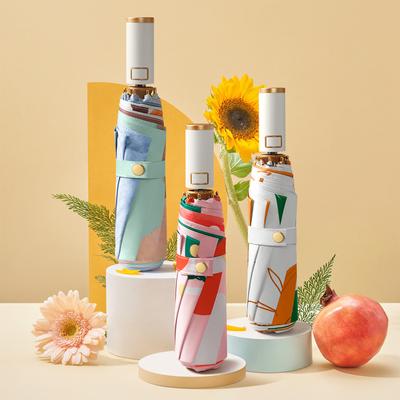 Small Fresh Automatic Umbrella, Gold Glue Fabric, Digital Parasol, Three-fold Sunscreen, Sun Umbrella, Weather and Rain Umbrella