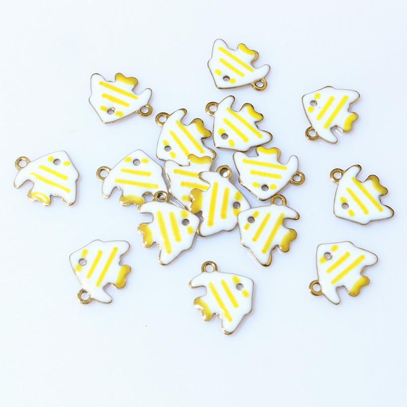 20pcs 11x9mm Stainless Steel Fish Enamel Charms Pendant Stainless Steel DIY Jewelry Making Accessories Findings