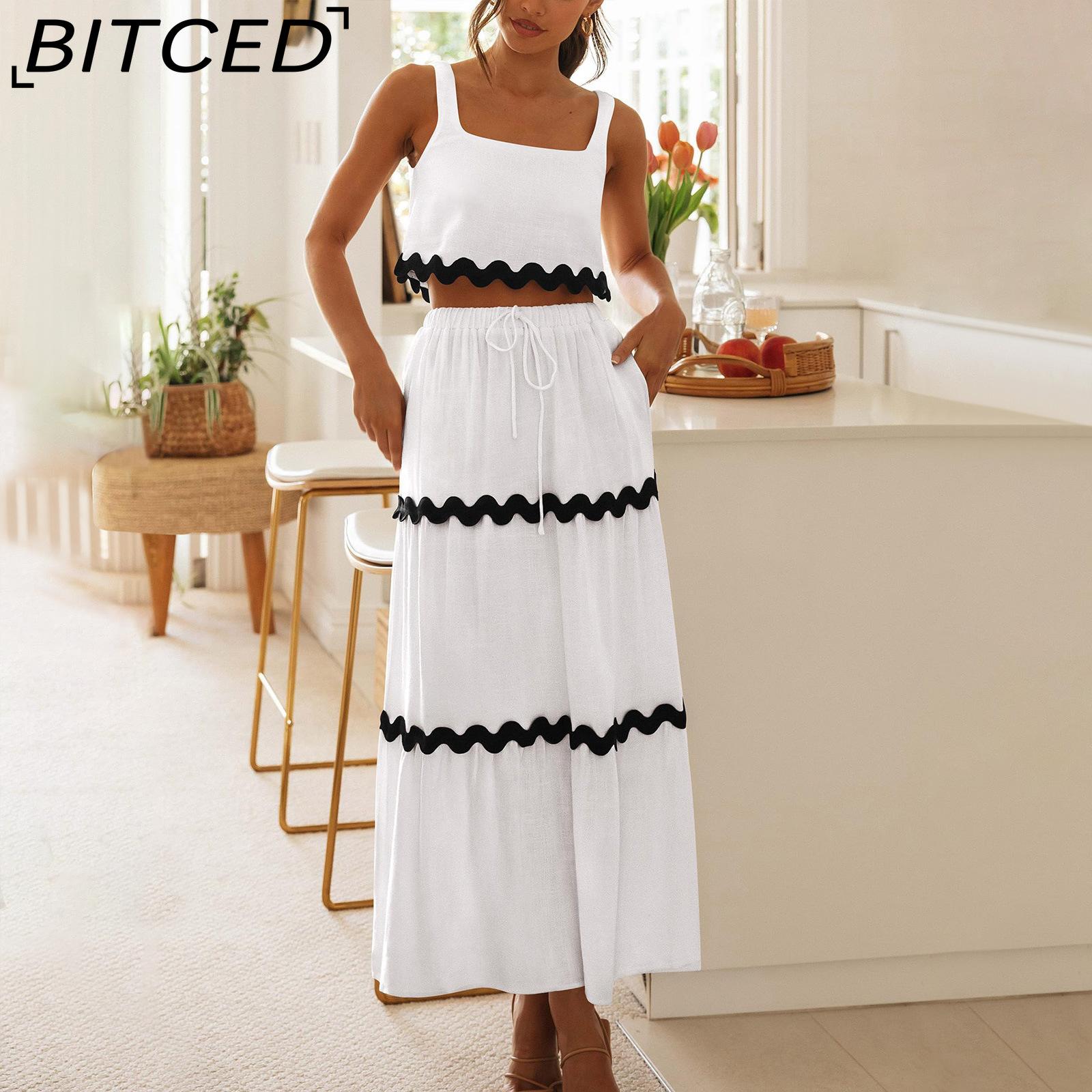 

BITCED Women s New Spring and Summer Sleeveless Dress Set