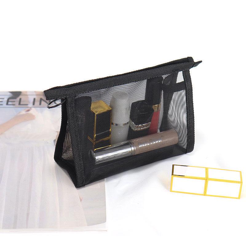 Women's Portable Mesh Makeup & Toiletry Bag Set - Large & Small, Transparent Storage for Travel