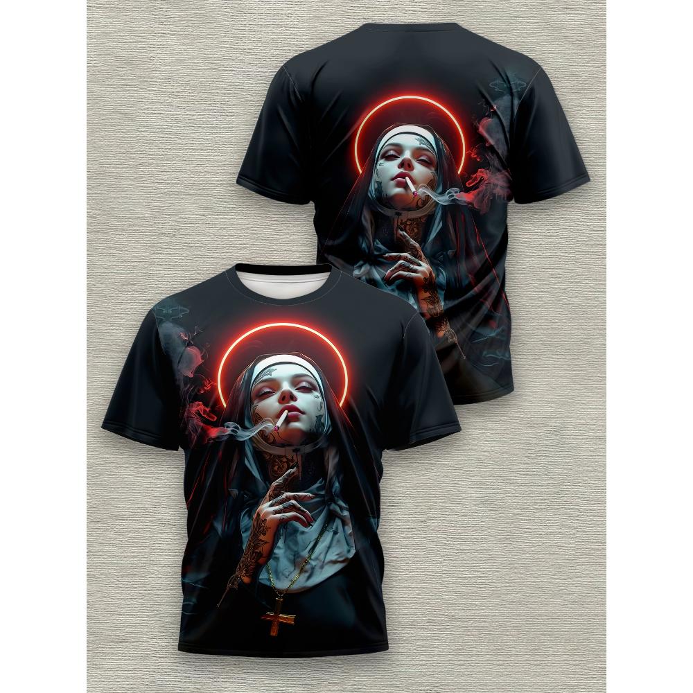 Circle Saint T-shirt Gothic Cool Personalized Casual Top