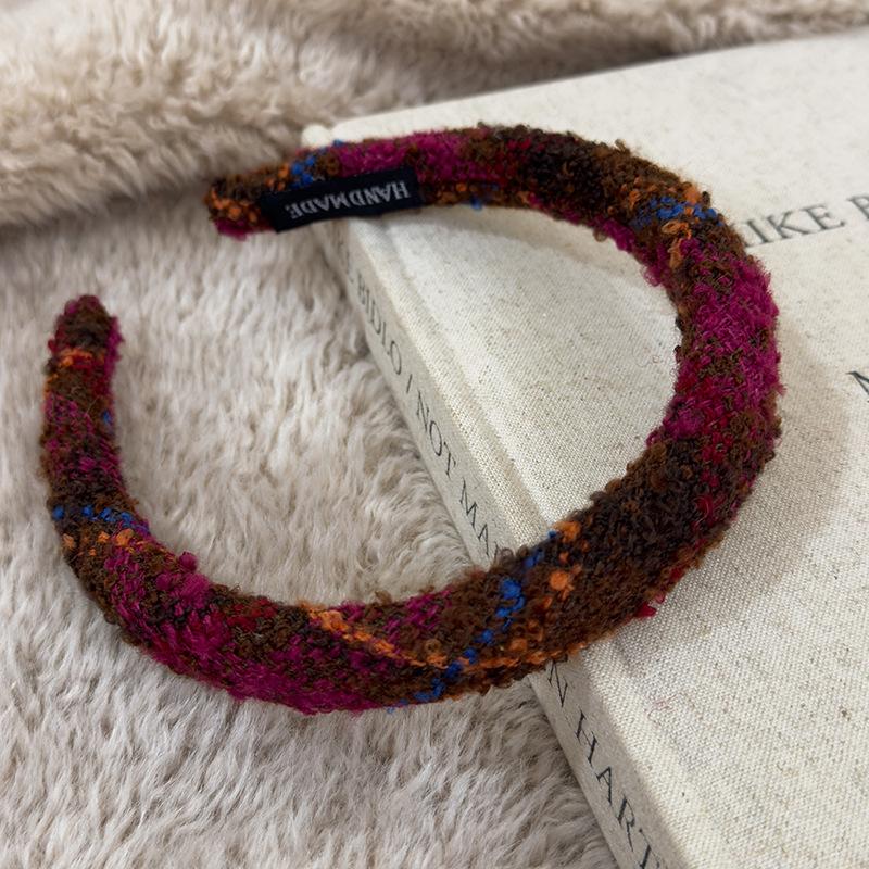 Rote Neujahrs-Stirnbänder Herbst/Winter Retro Wollstrick Haarband für Frau Mädchen Temperament Haarreif Weihnachtsaccessoires