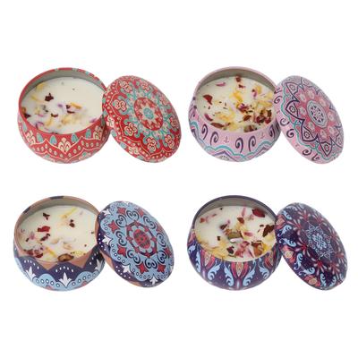 4pcs Long Lasting Aroma Aromatherapy Candle Set Dried Flower Scented Candle for Yoga Meditation