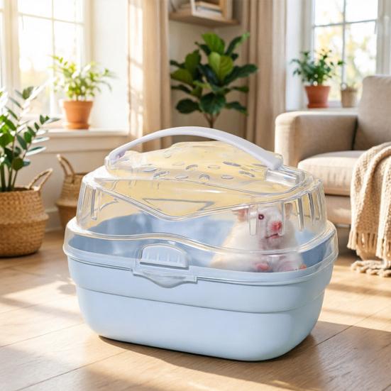Hamster Carrier Cage with Water Bottle Portable Small Animal Travel Cage Plastic Clear Guinea Pig Carrying Case for Dwarf Hamsters Chinchillas