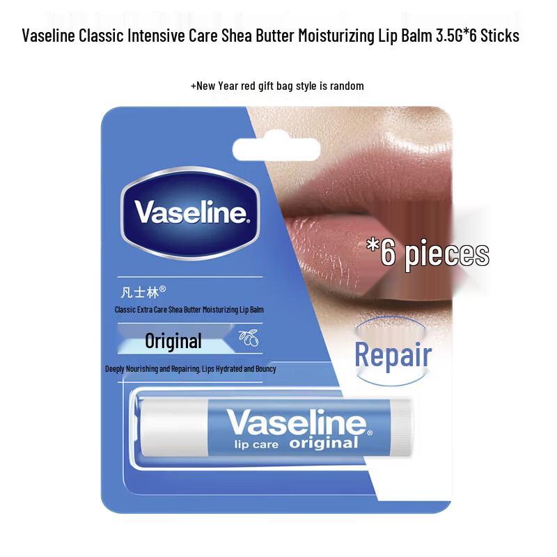Vaseline Classic Shea Butter Moisturizing Lip Balm 6-Pack