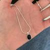 Collier Pierre de Clair de Lune Argenté pour Femme Fille Géométrie Minimalisme Bijoux de Bureau Cadeau