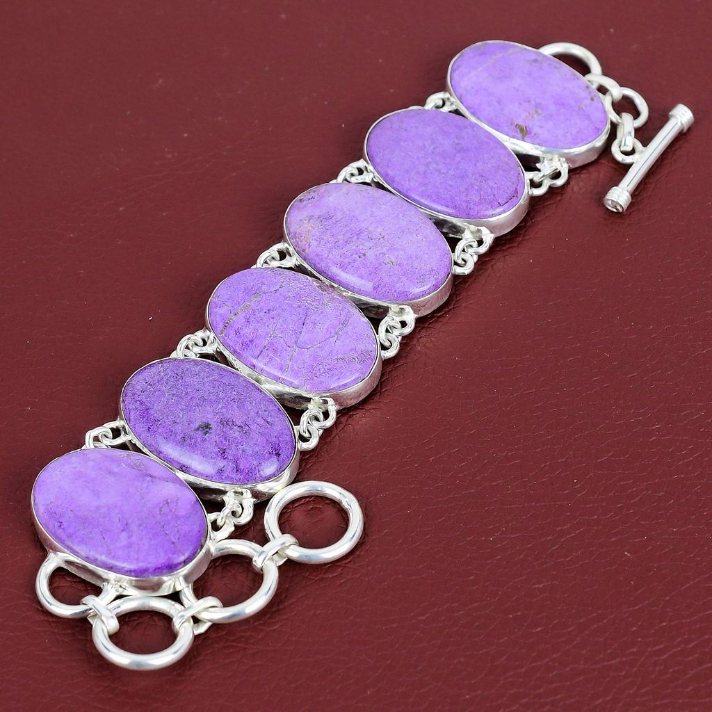 Purpurite Bracelet Gemstone Bracelet Antique Jewelry 925 Sterling Silver Bracelet Adjustable Chain Bracelet Handmade Jewelry Gifts for Wife