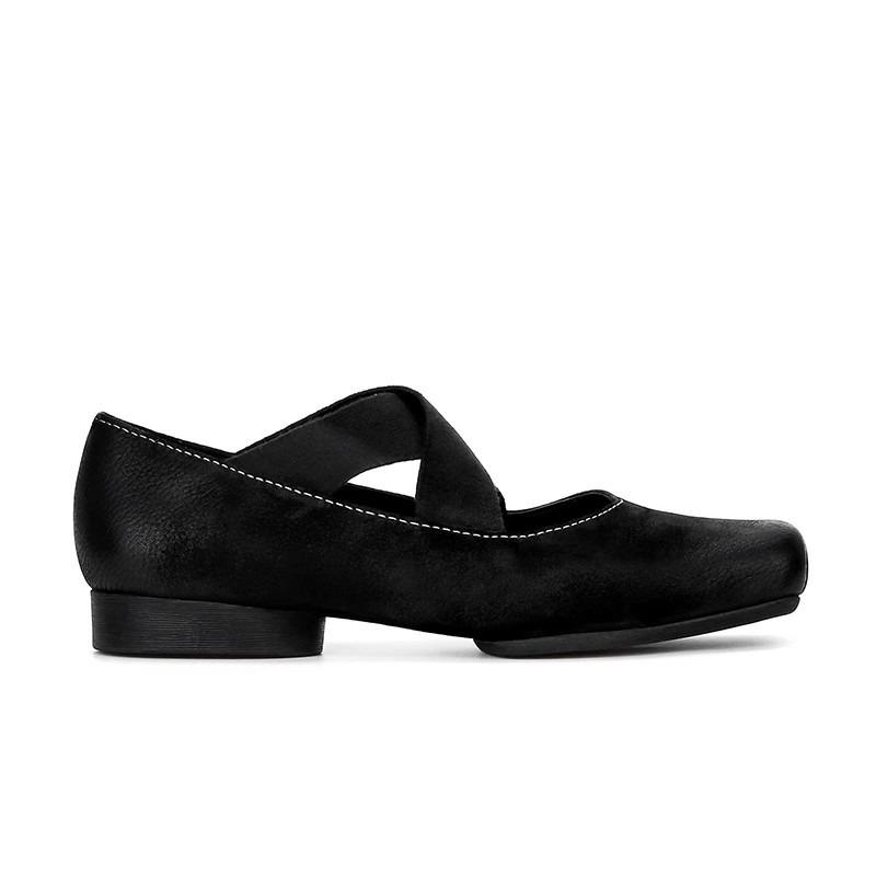 High-end Cowhide Version~ Pig Nose Square Head Polished Retro Mary Jane Cross Strap Thick Heel Ballet Shoes Single Shoes
