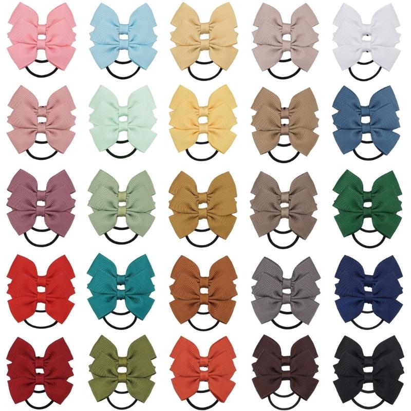 

40 Pieces Elastic Scrunchies Hair Accesories Hair Ties With Grosgrain Ribbon Bows For Baby Girls And Toddlers 1